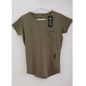 NWT alphalete scoop neck tee (muted olive)